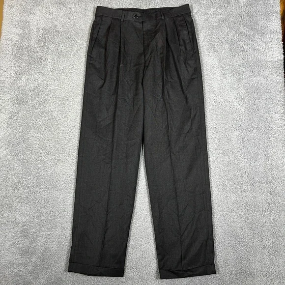 Haggar Dress Pants Mens 32x32 Charcoal NEW Pleated Invisible Flex 228369 456 - Picture 2 of 10